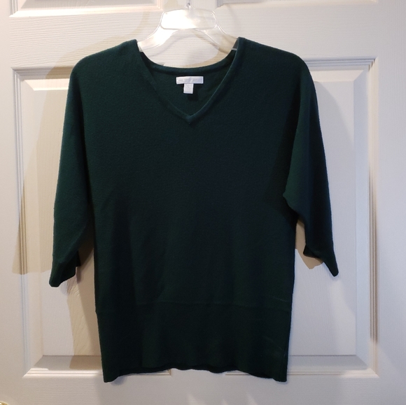 Forest Green V-Neck Dolman Sleeve Sweater - Picture 2 of 5